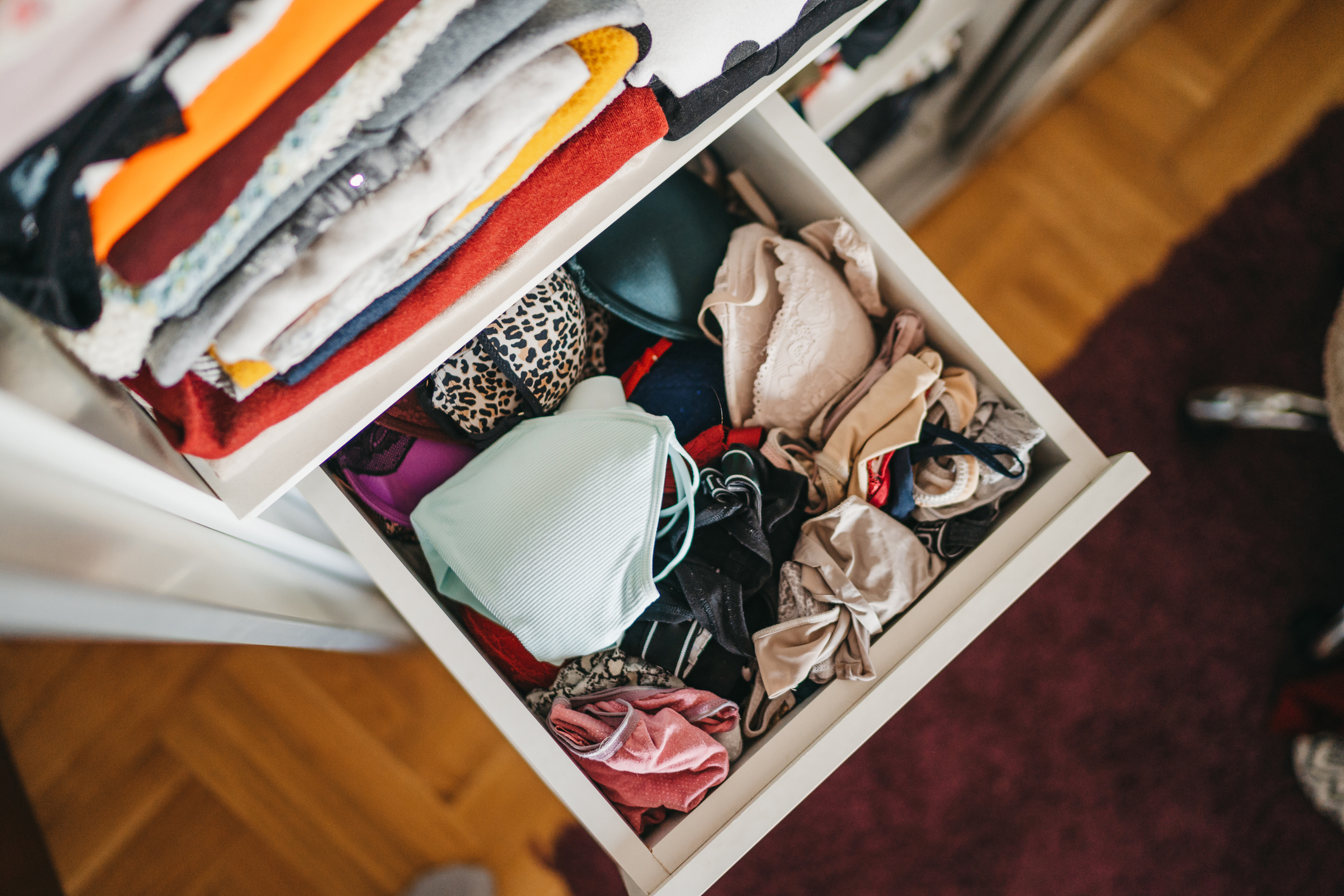 Wardrobe full of clothes