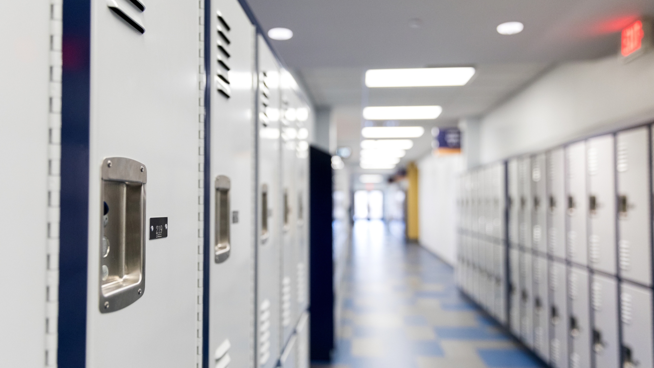 Empty middle school hallway