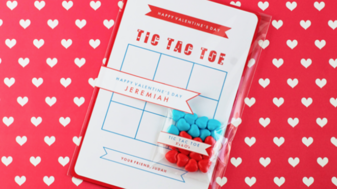 tic tac toe valentine card