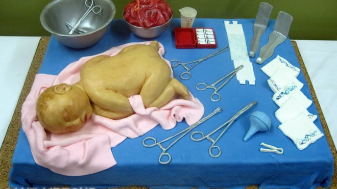 realistic newborn baby shower cake