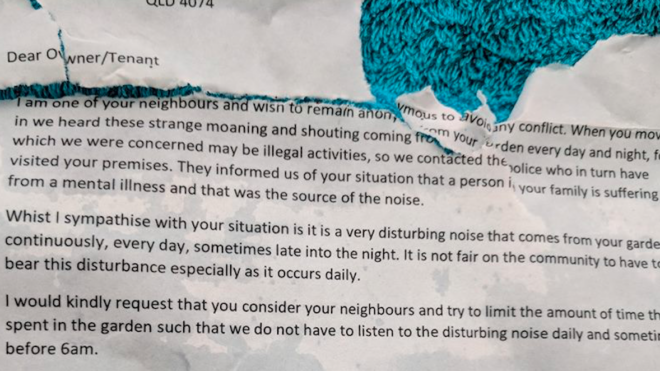 Letter from neighbor