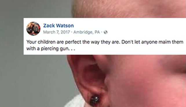 Baby getting ears pierced