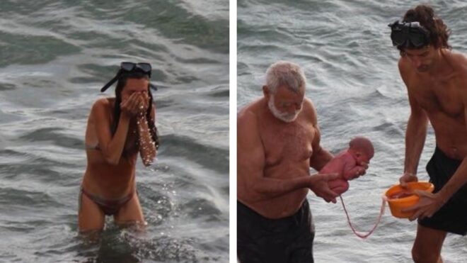 woman gives birth in the red sea