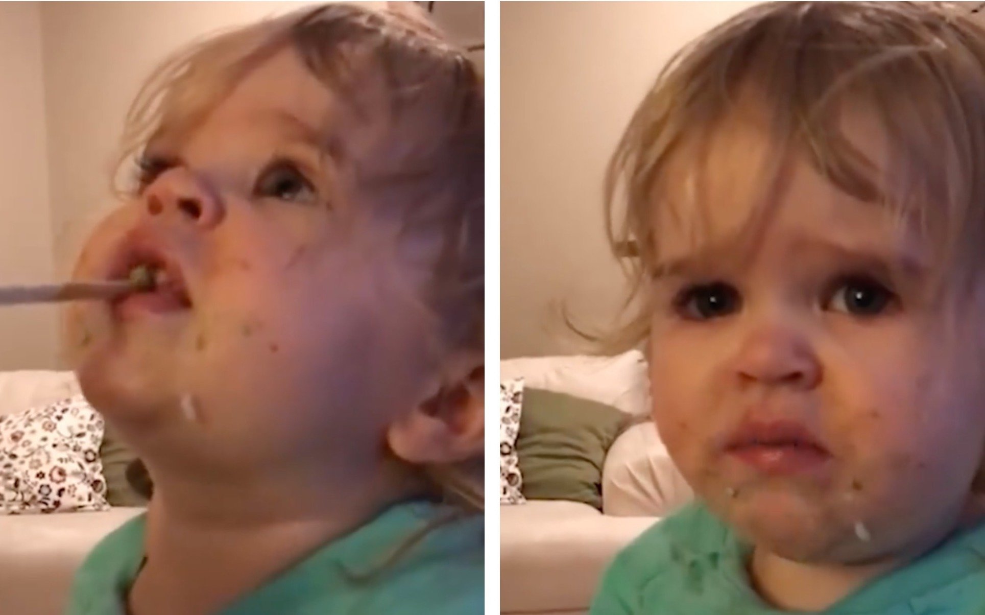 mom feeds toddler wasabi