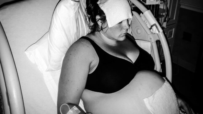 plus-size mom in labor