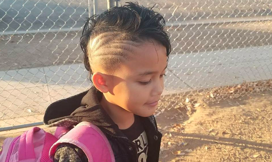 Girl with buzz cut hair