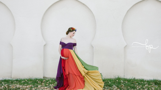 rainbow baby shower dress
