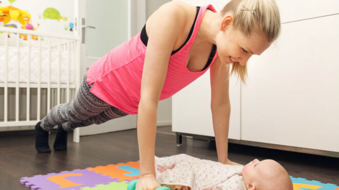 Workout mom with baby