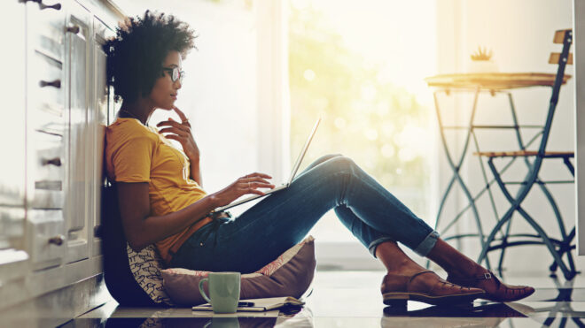 woman on computer