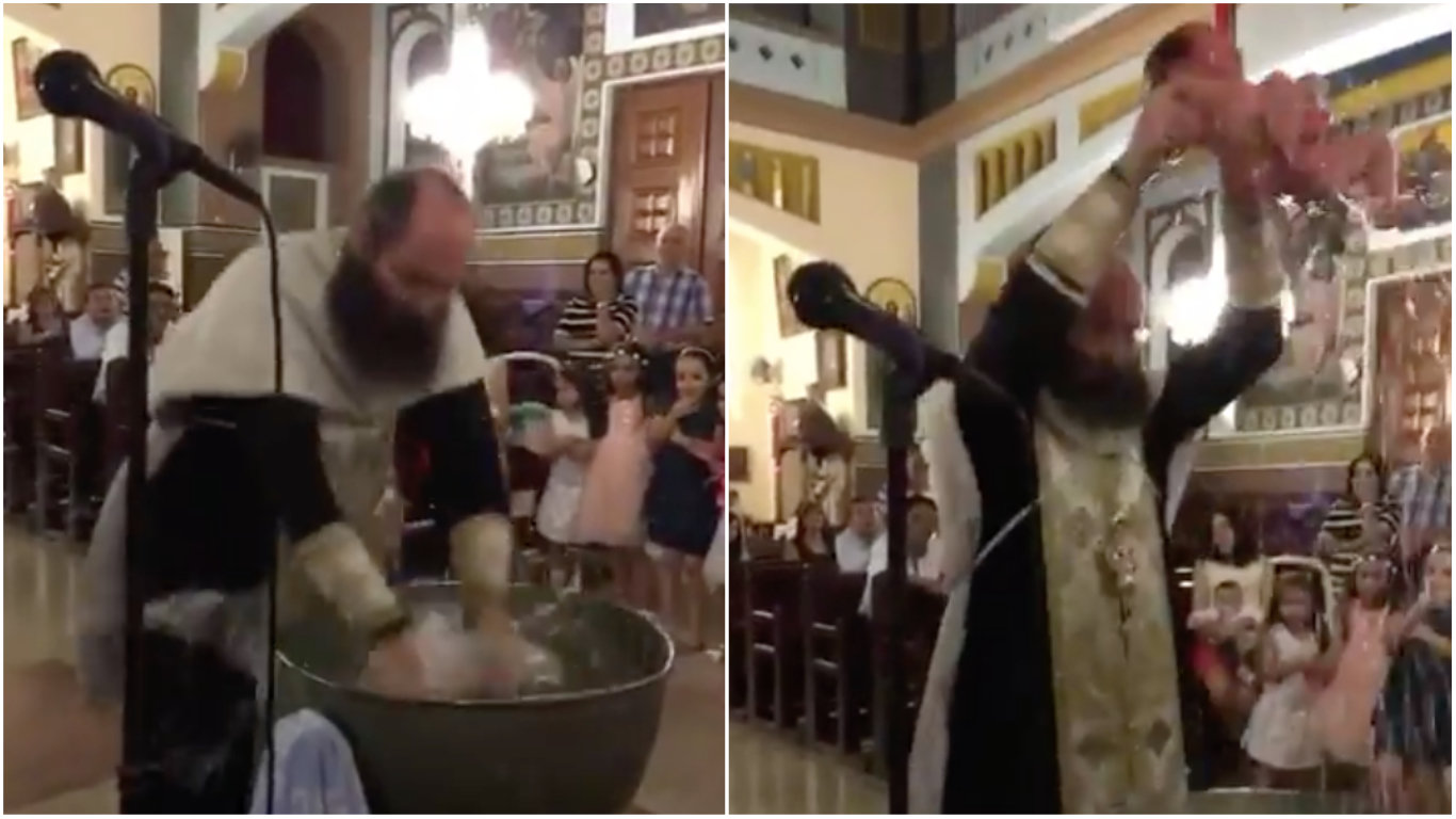 baby's violent baptism