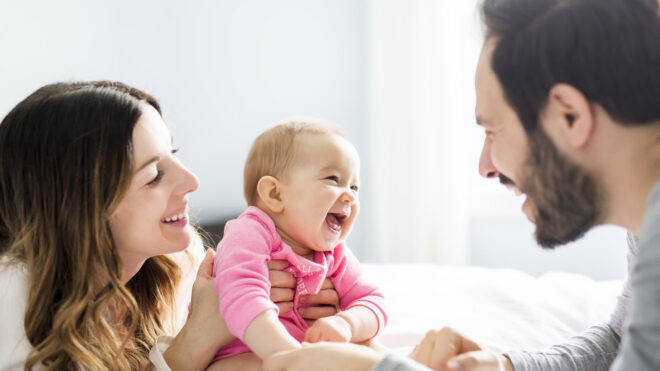 Baby girl and parents