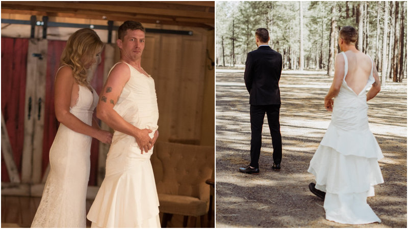 brother in wedding dress prank