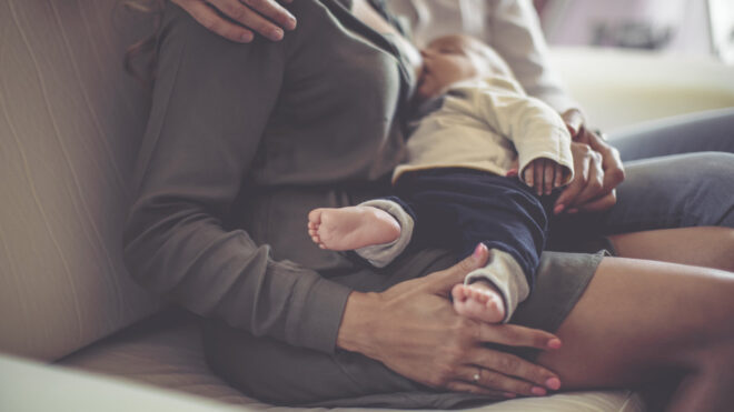 mom breastfeeding baby