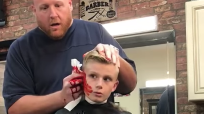 barber cuts off kid's ear prank