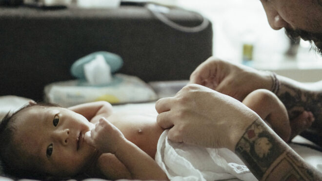 baby during diaper change