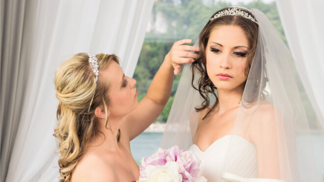 bride and maid of honor