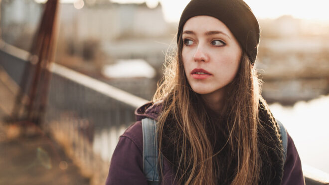 woman walking alone