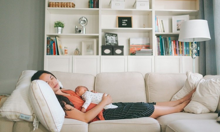 baby on couch sleeping