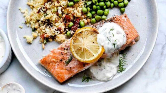 baked salmon dinner