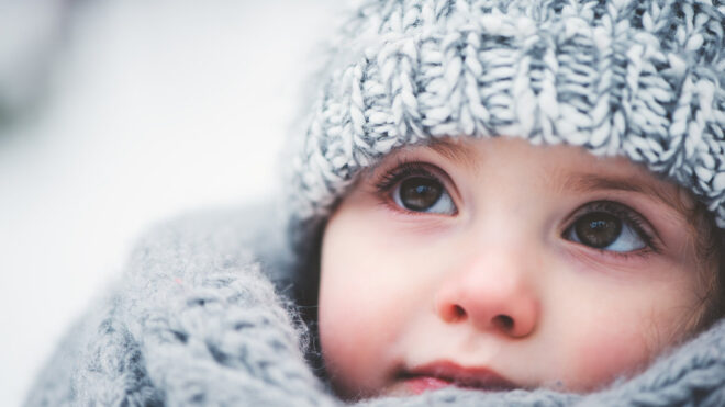 little girl bundled up wintertime