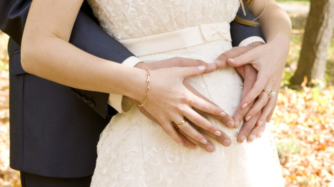 Pregnant bride wedding day