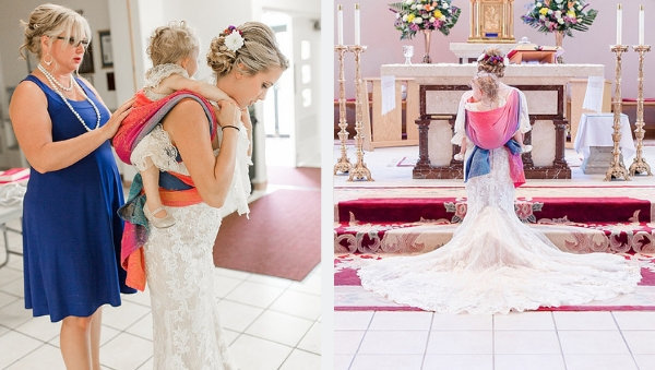 baby-wearing wedding
