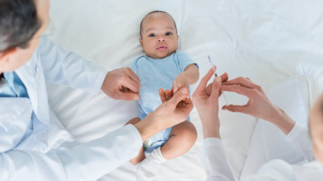 baby being vaccinated