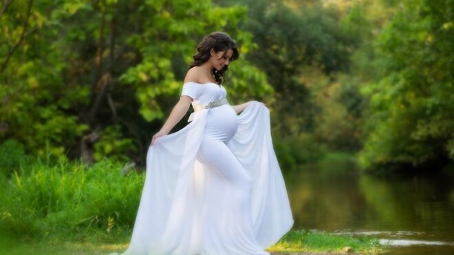 Greta White Maternity Dress