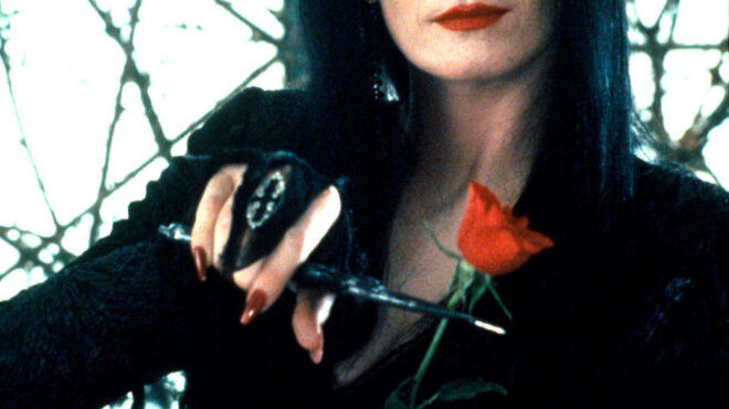 morticia addams nail art