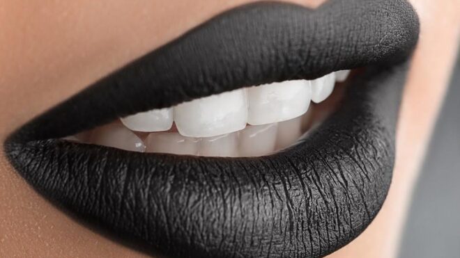 black lipstick smile