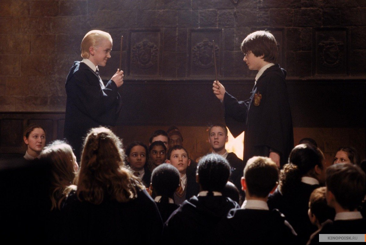Daniel Radcliffe and Tom Felton in "Harry Potter and the Chamber of Secrets"
