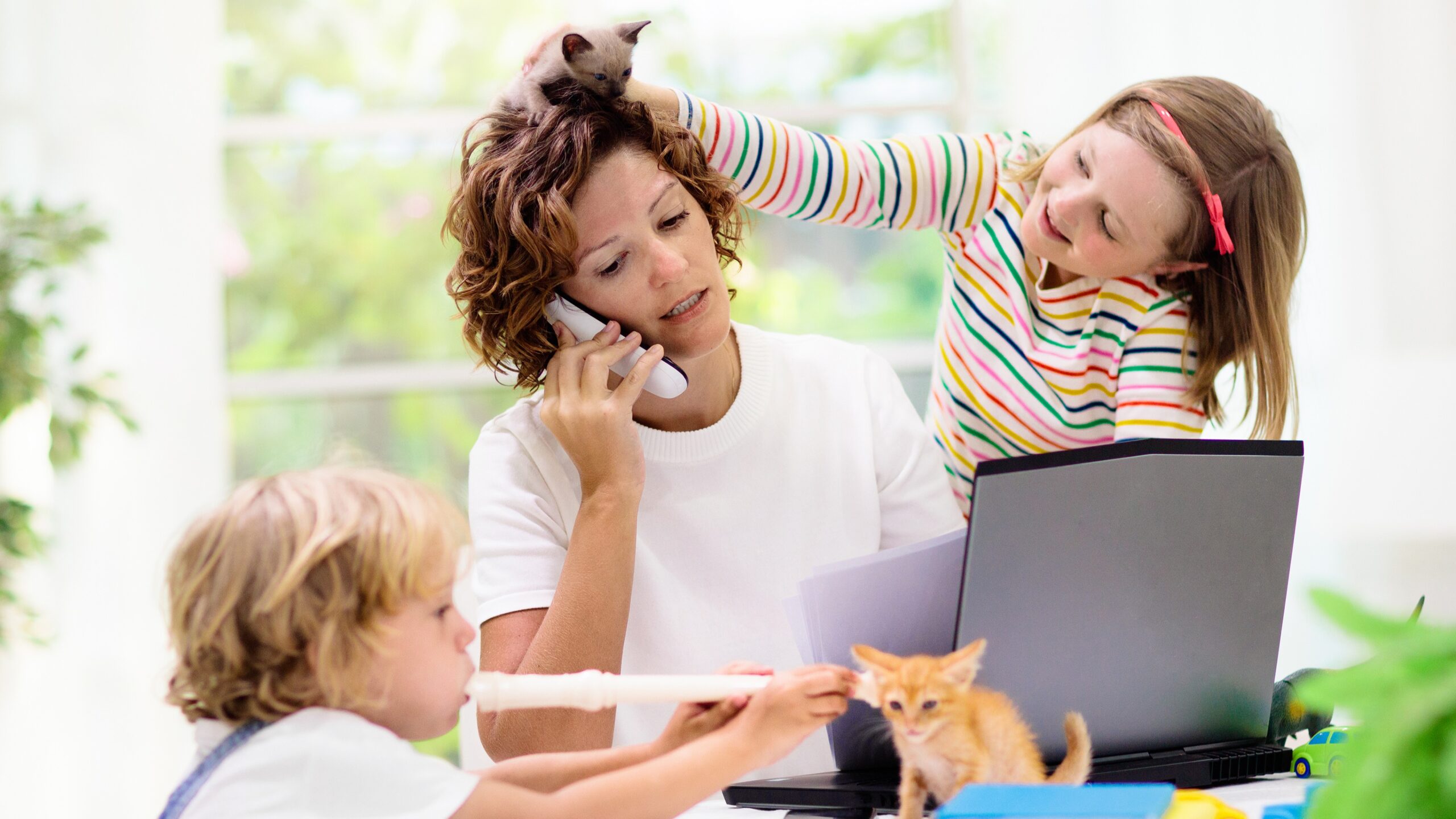 frustrated mom on the phone