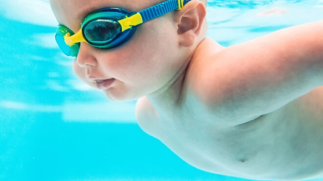 swimming baby in pool