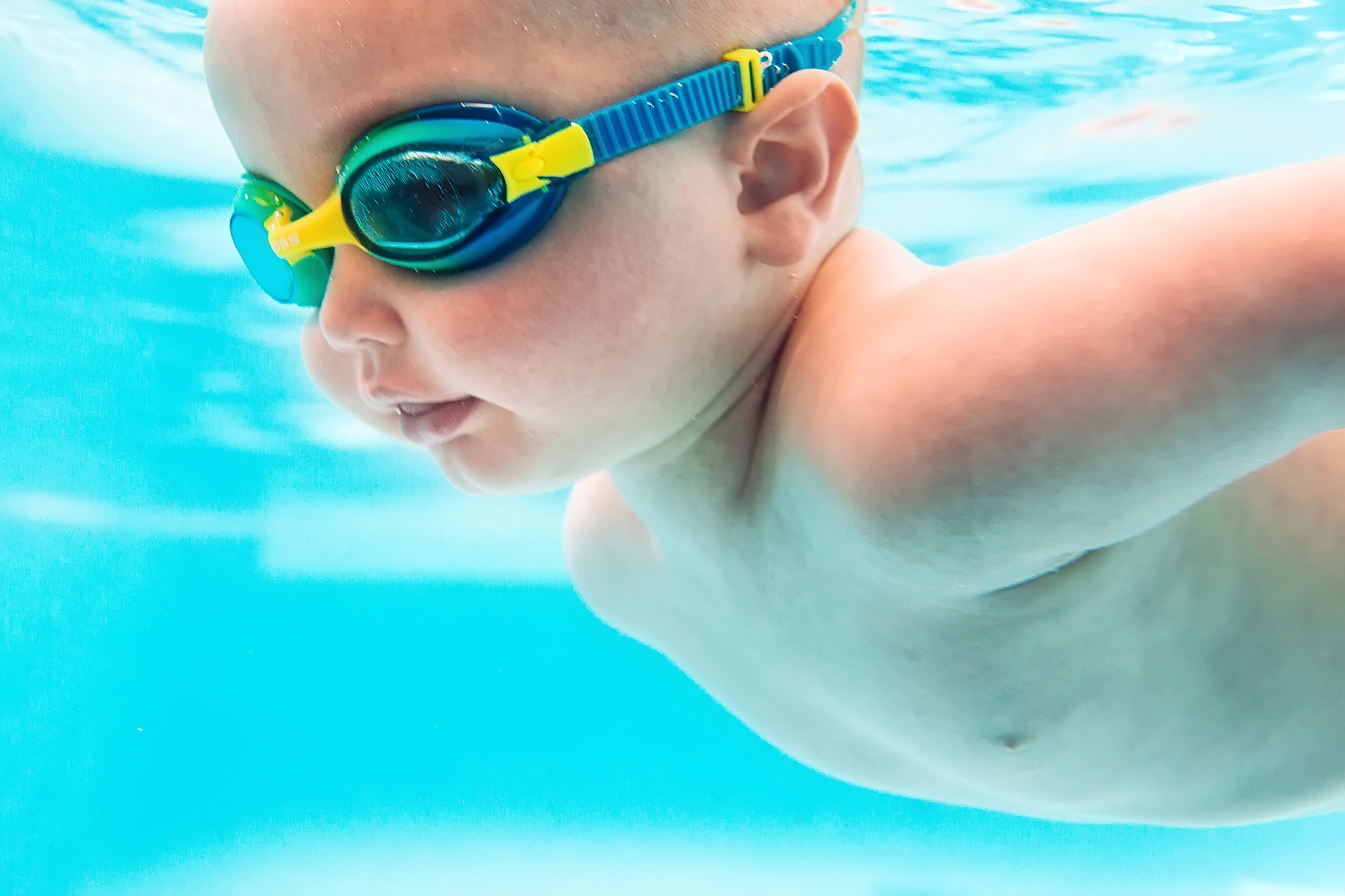 swimming baby in pool