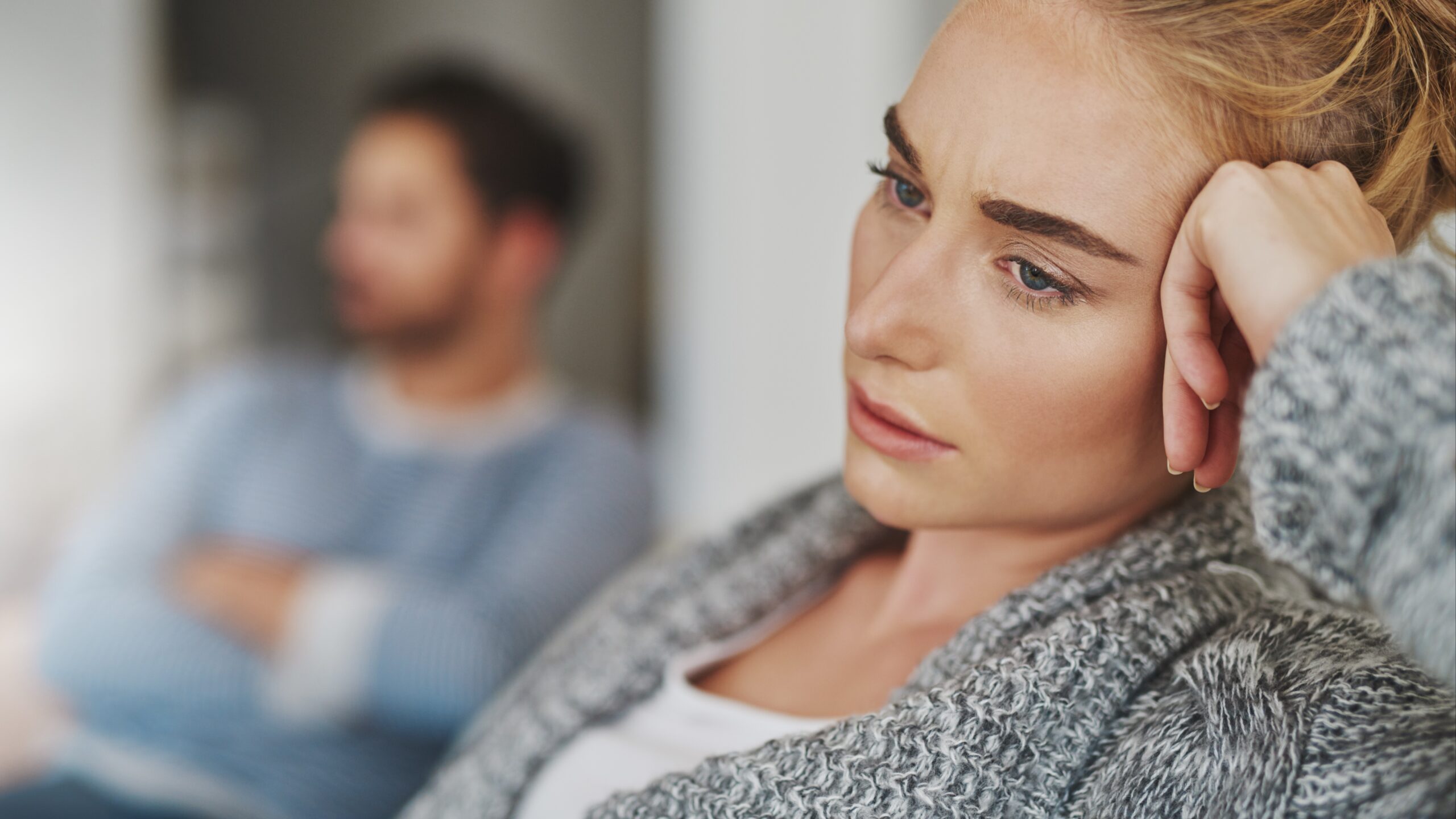woman upset with husband