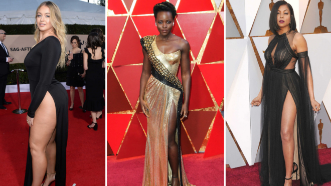 Celebrities wearing dresses red carpet