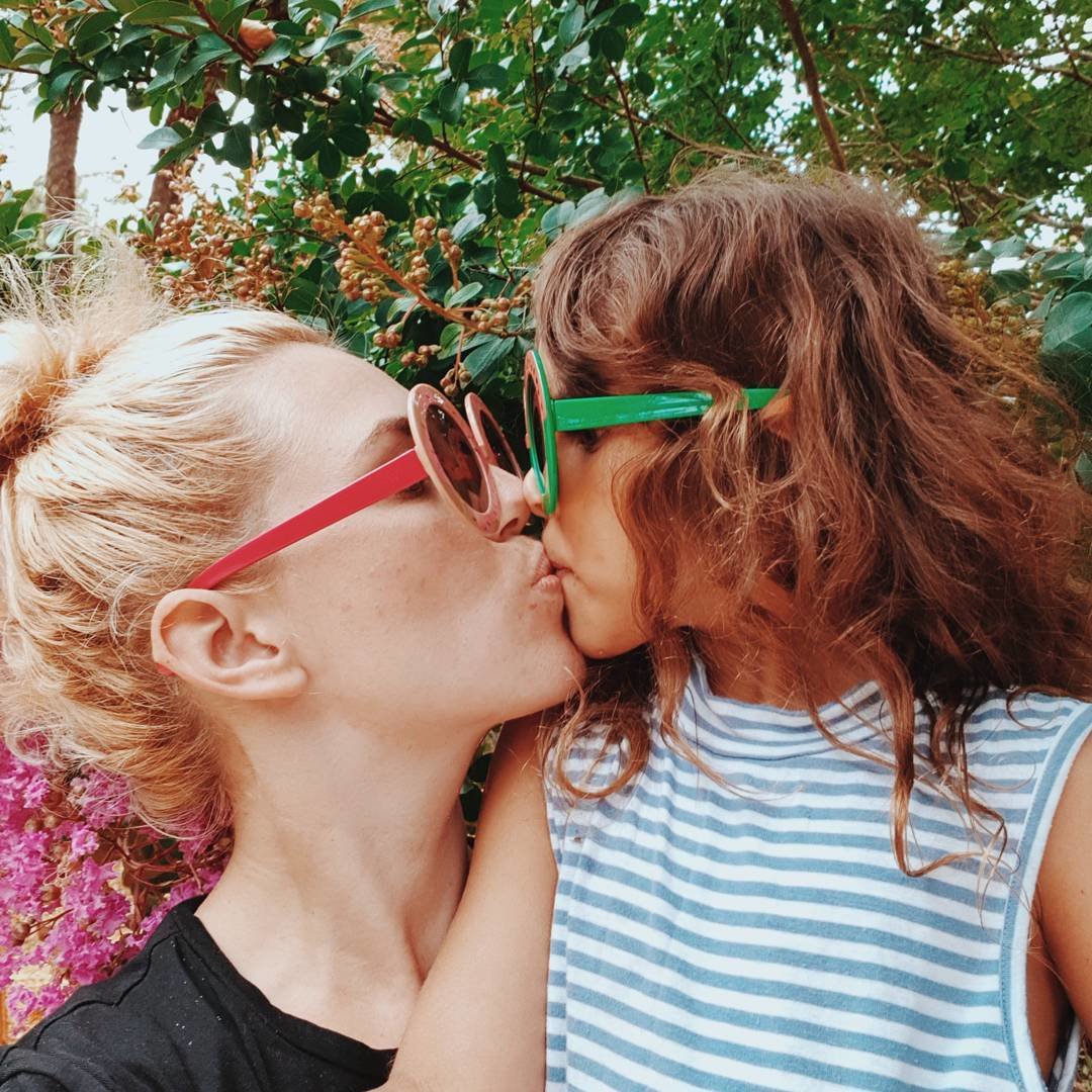 Mom kissing on the lips