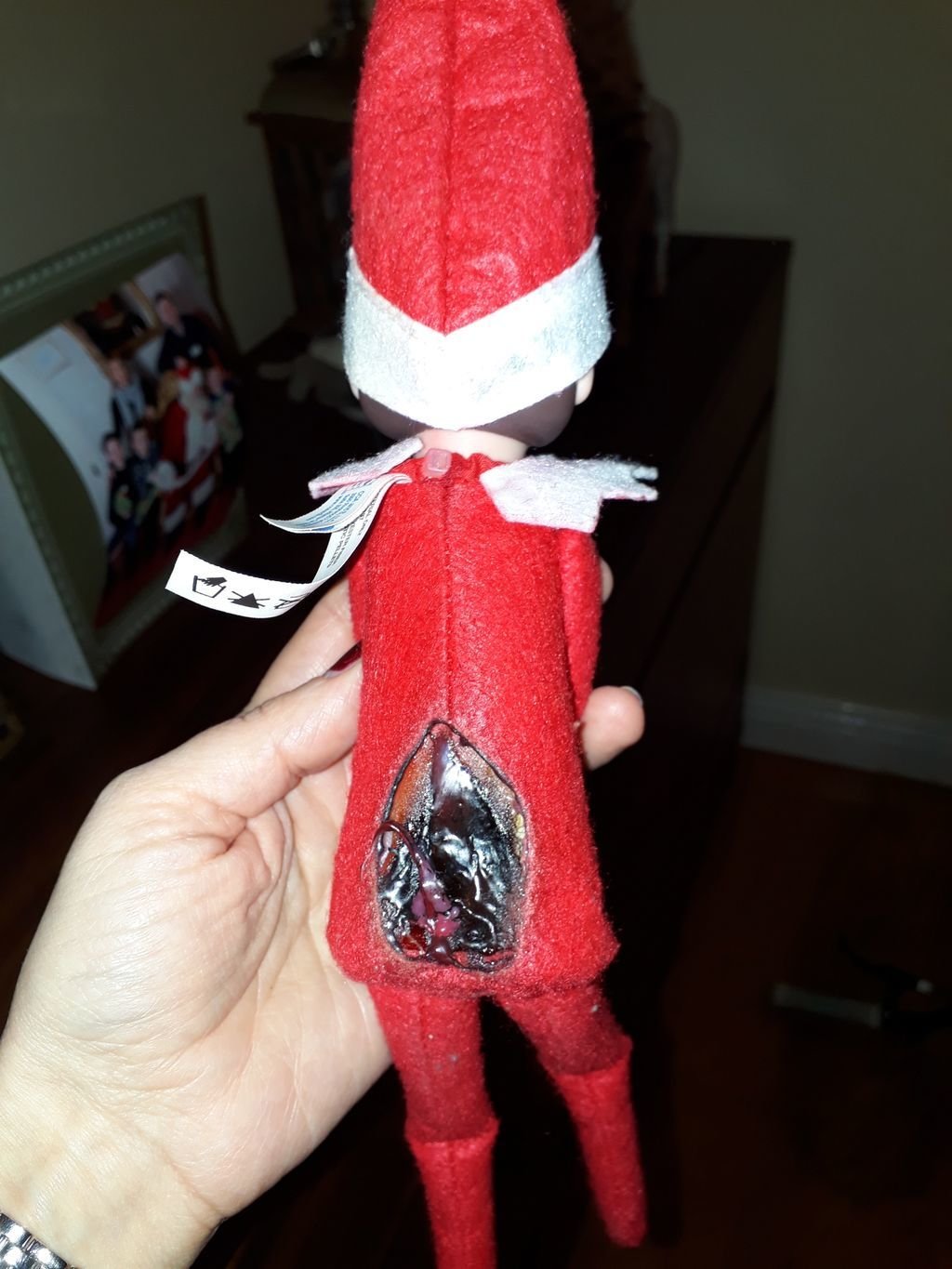 Burned Elf on the Shelf