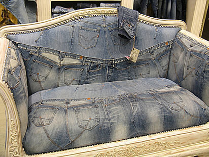 denim blue jeans couch sofa