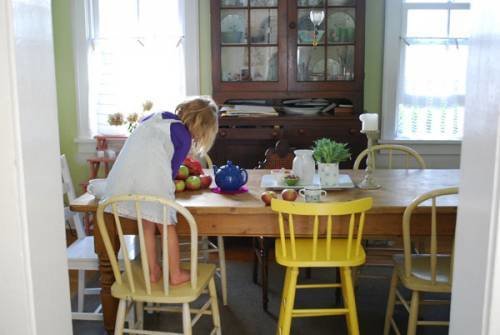wooden painted chairs mismatched