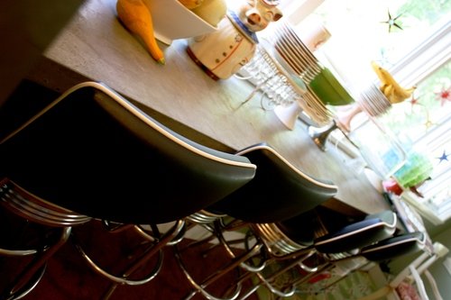 Kitchen bar dishes barstools