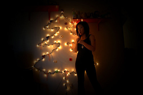 light wall Christmas tree shape