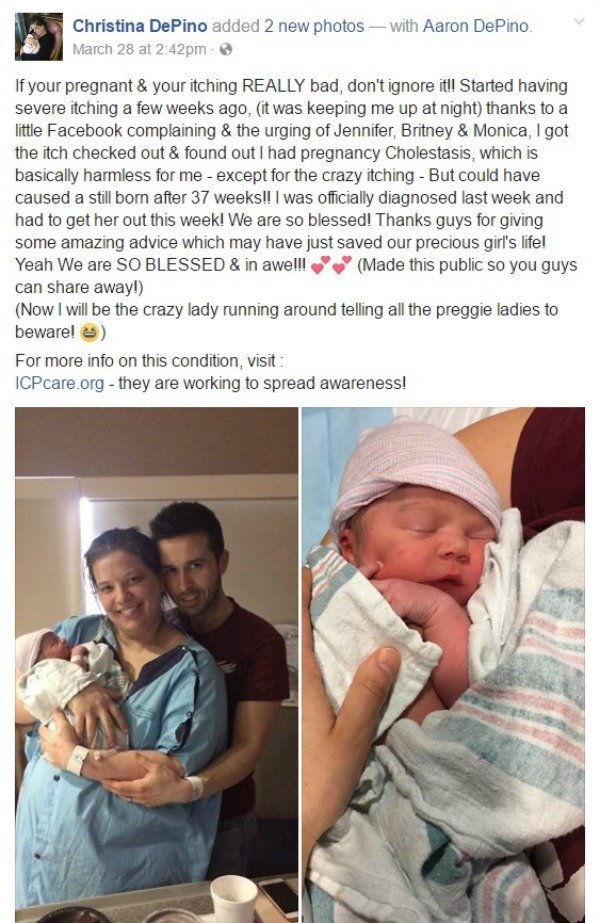 woman shares pregnancy warning on Facebook