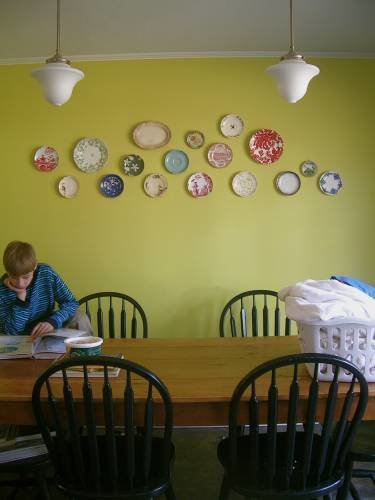plate collection wall art mismatched