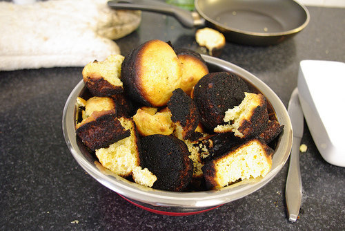 burned cornbread muffins