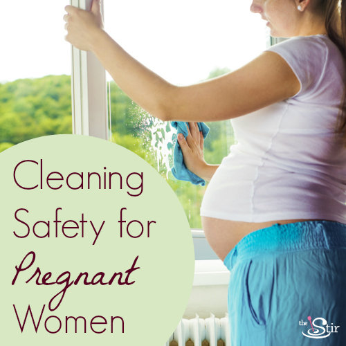pregnant woman cleaning