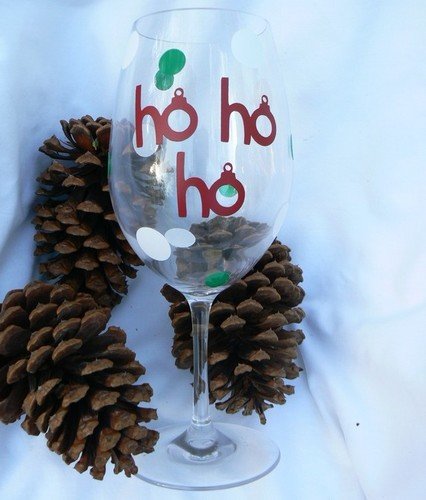 Christmas wine glass