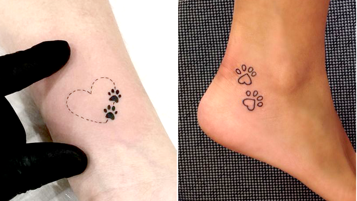 47 Tiny Paw Print Tattoos For Cat And Dog Lovers, image size:1200x675