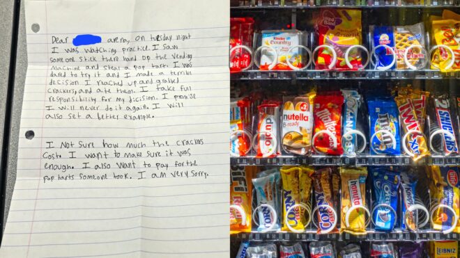 A photo of the hand-written note