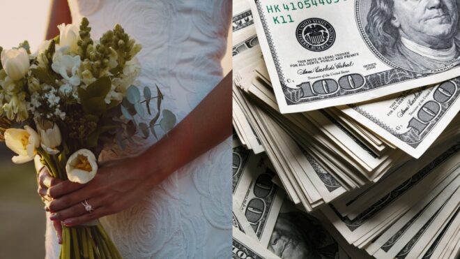 bride holding bouquet